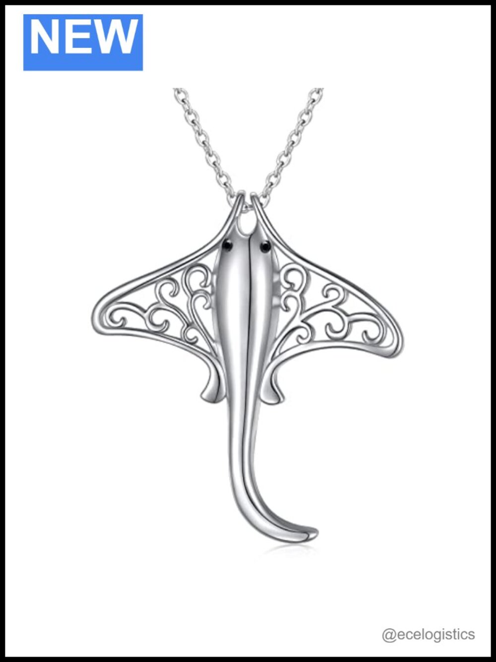 925 Sterling Silver Stingray Necklace 18 Inch Tree of Life Pendant